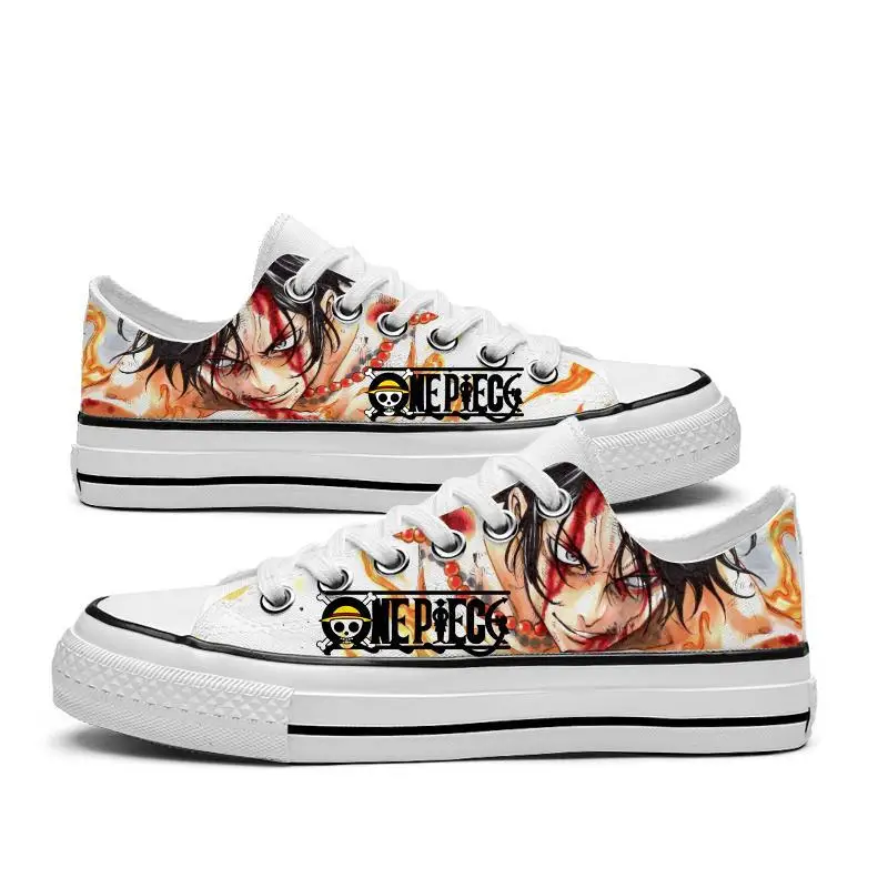 2023 New Anime One Piece Fashion Low Canvas Shoes Sneakers Luffy Roronoa Zoro Ace Men Women 15 - One Piece Shoes