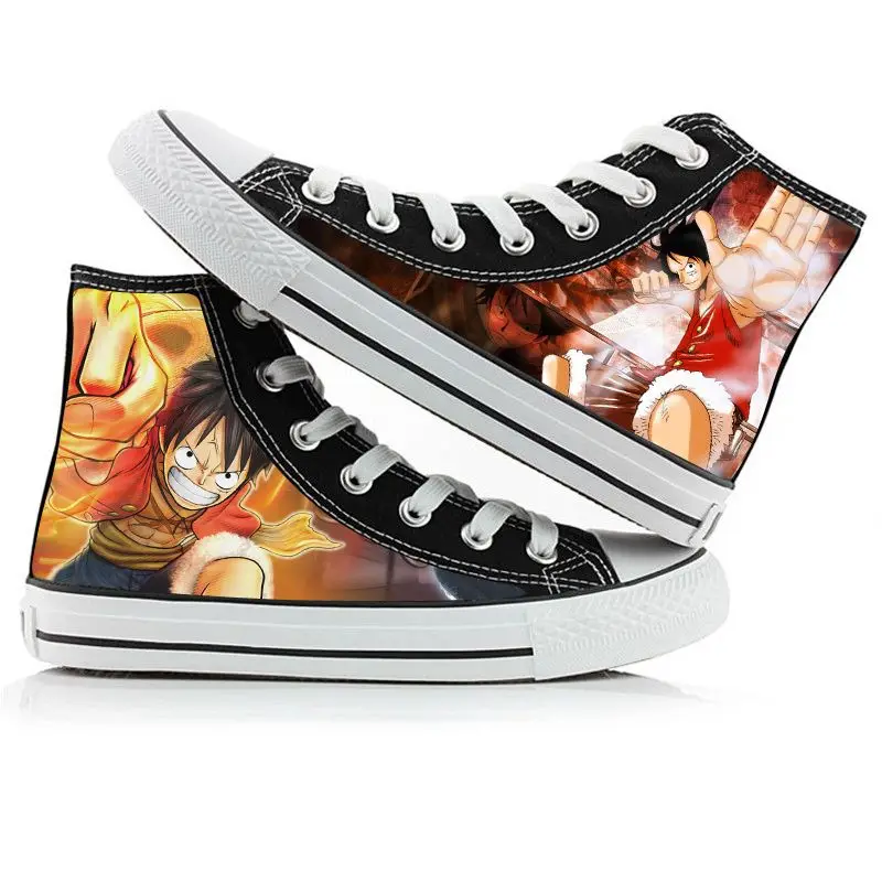New Anime One Piece Printing High Top Canvas Shoes Sneakers Luffy Roronoa Zoro Ace Men Women 21 - One Piece Shoes